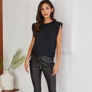 Venti6, Italy, Shimmer Drawstring Pu Coated Crinkle Joggers